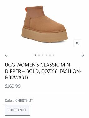 UGG Chestnut Platform Classic Mini Dipper Bootie, sz 8